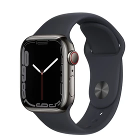 Apple Watch Series 7 (GPS + Cellular) 41mm Edelstahl graphit mit Sportarmband Mitternacht