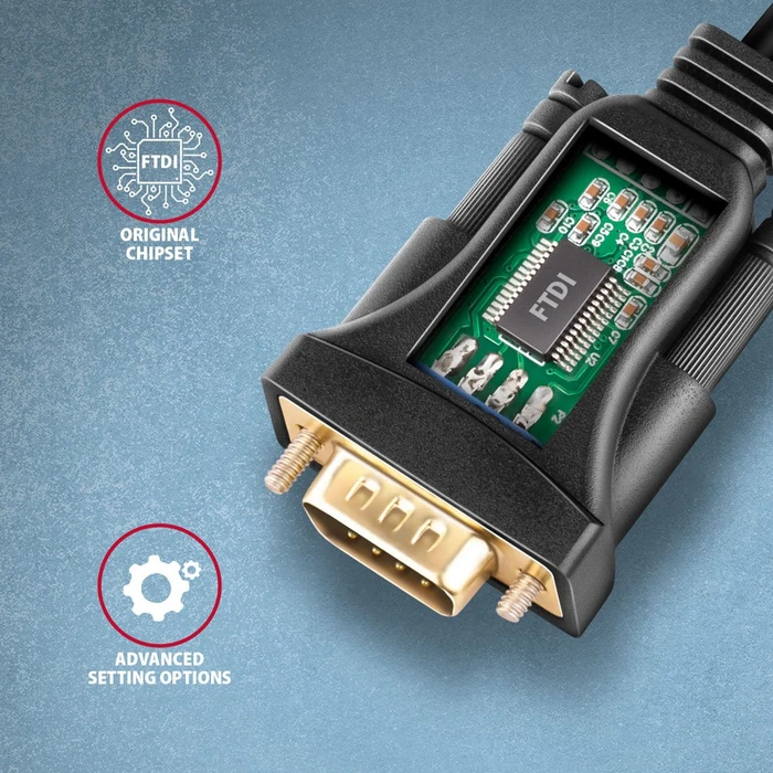 Axagon USB-A 2.0 [Stecker] auf RS-232 (seriell) [DB9 Stecker], Adapterkabel, 1.5m