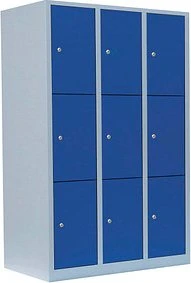 Lüllmann ClassiX XL Fächerschrank, 9 Fächer, grau/blau, Spind