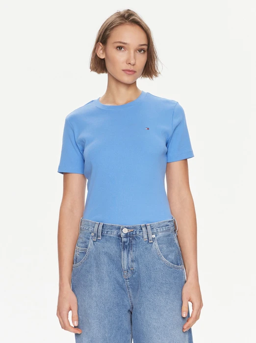 Tommy Hilfiger Roundneck Slim Fit T-Shirt kurzarm blue spell (Damen)