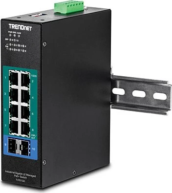 TRENDnet TI Hardened Industrial Railmount Gigabit Managed Switch, 8x RJ-45, 2x SFP, 240W PoE+