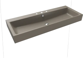 Kaldewei Puro Wand-Doppelwaschtisch 120x46cm mit Überlauf, 1x3 Hahnlochbohrung, Perl-Effekt, warm grey 60