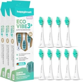 HappyBrush Schall Vibe 3 Ersatzbürste white mint, 9 Stück (3x 3 Stück)