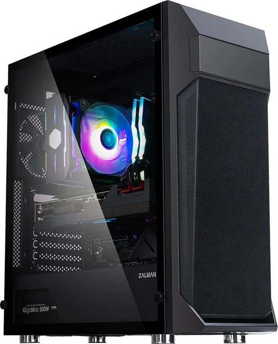 Zalman Z1 Plus, schwarz, Glasfenster