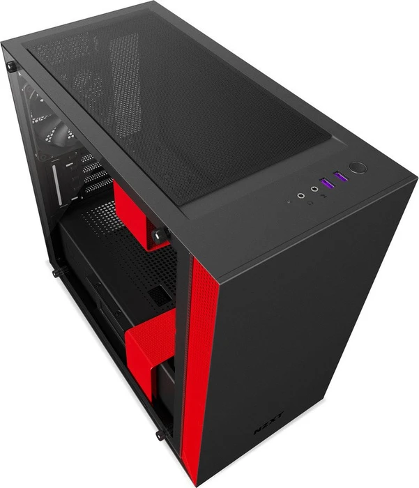 NZXT H400 schwarz/rot, Glasfenster