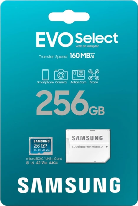 Samsung EVO Select R160 256GB Kit, UHS-I U3, A2, Class 10