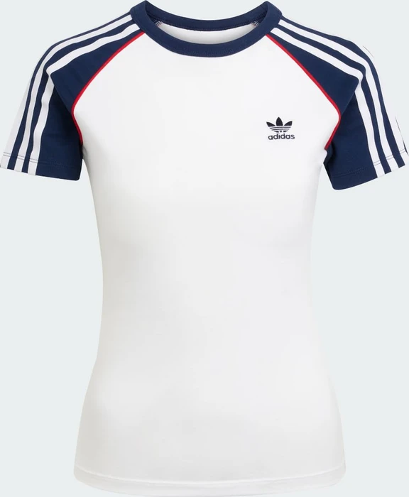 adidas Adicolor 3-Streifen Raglan Slim T-Shirt kurzarm white/night indigo (Damen)