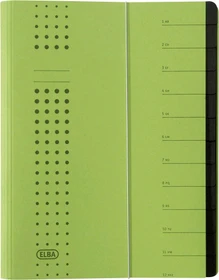 Elba Chic Fächermappe, 12 Fächer, A4, grün, 5er-Pack