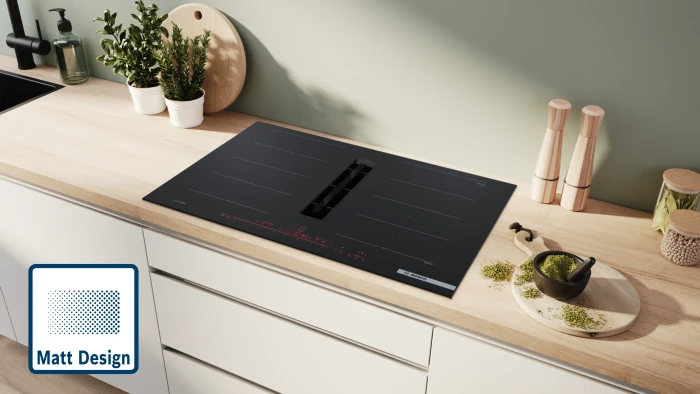 Bosch Serie 8 PXX89BD56E Induktionskochfeld mit Kochfeldabzug autark mattschwarz