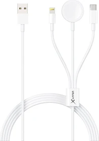 XLayer 3-in-1 Multifunktions-Kabel mit Lightning/Wireless/USB-C 1.5m weiß
