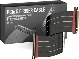 LinkUP AVA5 v4 ITX Armour Riser Kabel, links gerichtet, gewinkelt, PCIe 5.0, 700mm, schwarz