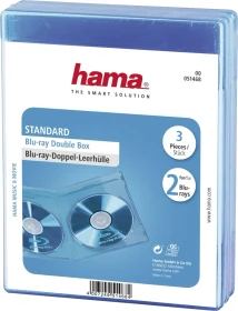 Hama Blu-ray-Doppel-Leerhülle Standard, transparent/blau, 3 Stück
