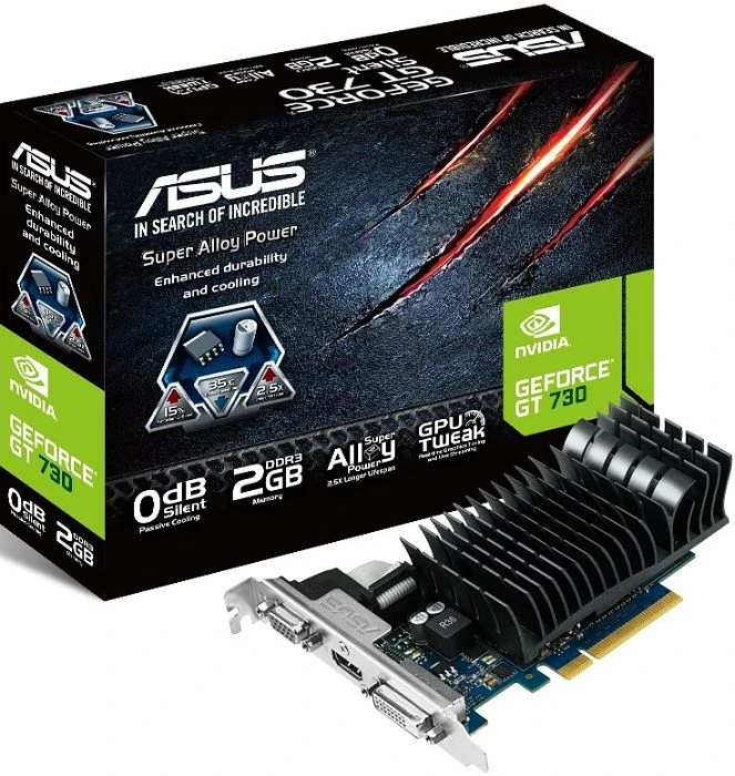 ASUS GeForce GT 730 Silent, GT730-SL-2GD3-BRK, 2GB DDR3, VGA, DVI, HDMI