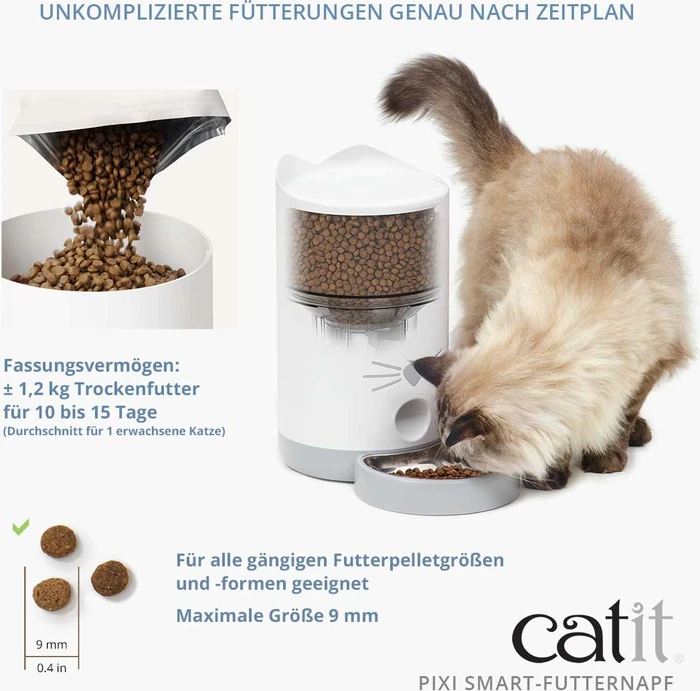 Catit PIXI Smart-Futterautomat für Trockenfutter, WLAN, weiß