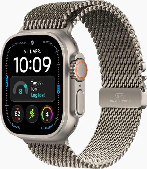 Apple Watch Ultra 4 natur mit Milanaise-Armband Small natur