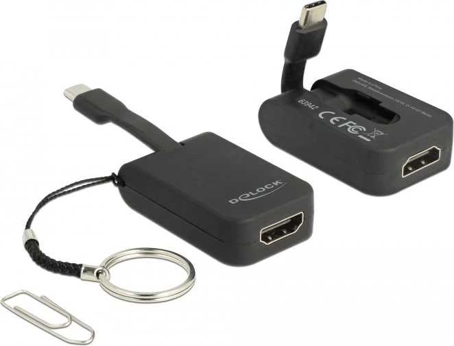 DeLOCK USB Type-C Adapter zu HDMI, DP Alt Mode, 4K 30Hz, Schlüsselanhänger, USB-C 3.0 [Stecker]