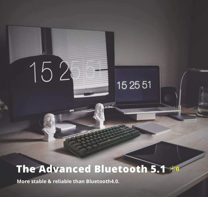 Drevo Calibur V2 Pro TKL PC/Mac, LEDs RGB, schwarz, Gaote Outemu BROWN, USB/Bluetooth, DE