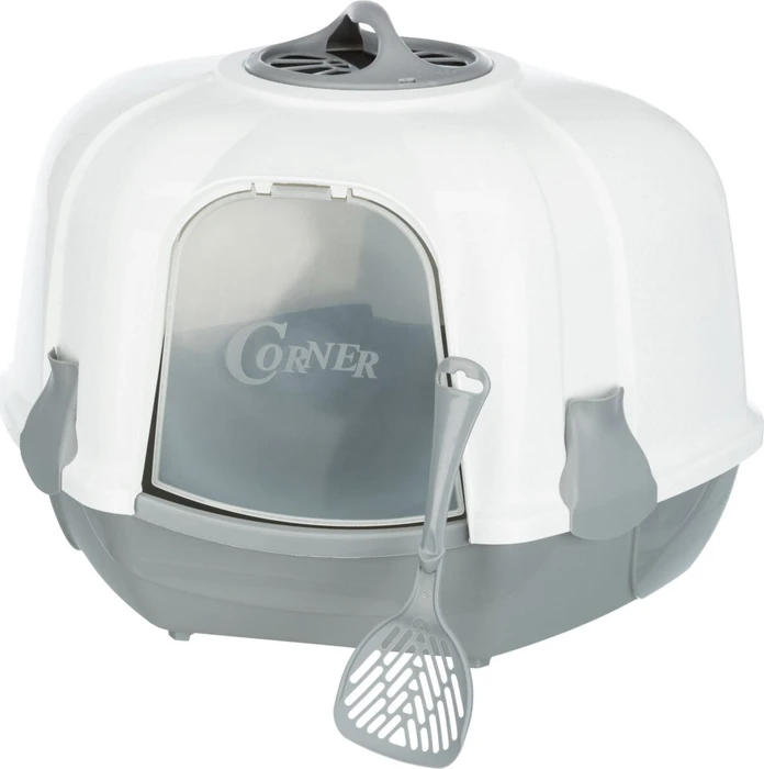 Trixie Ecktoilette Maro mit Haube, grau/weiß (40356)