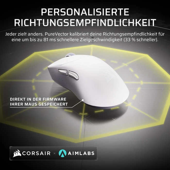 Corsair Sabre v3 Pro PureVector Ultralight Ergo Wireless, weiß, USB