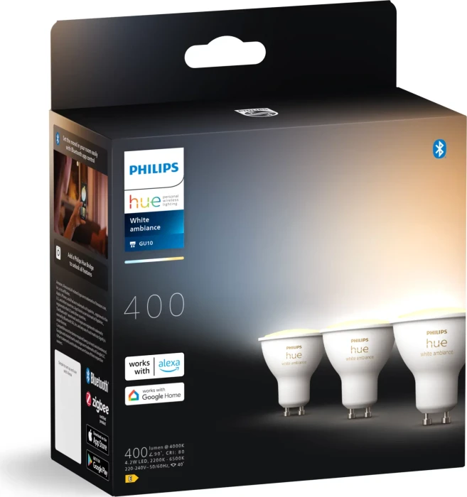 Philips Hue White Ambiance 400 GU10 4.2W, 3 Stück