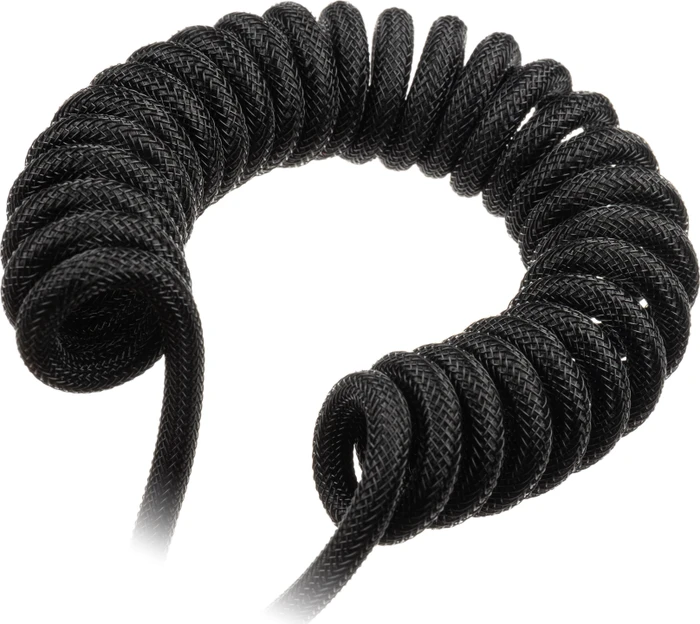 Ducky Premicord Spiralkabel USB-C auf USB-A, Tastaturkabel (Spiral-Textilkabel), 1.8m, Black Edition