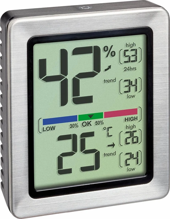 TFA Dostmann Exacto Hygrometer Temperaturstation silber, digital