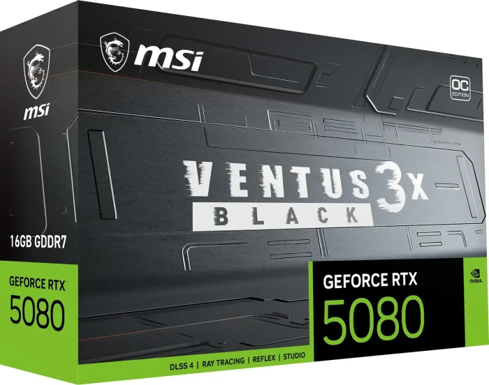 MSI GeForce RTX 5080 16G Ventus 3X OC Black, 16GB GDDR7, HDMI, 3x DP