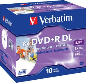 Verbatim DVD+R 8.5GB, 8x, 10er Jewelcase, wide, printable