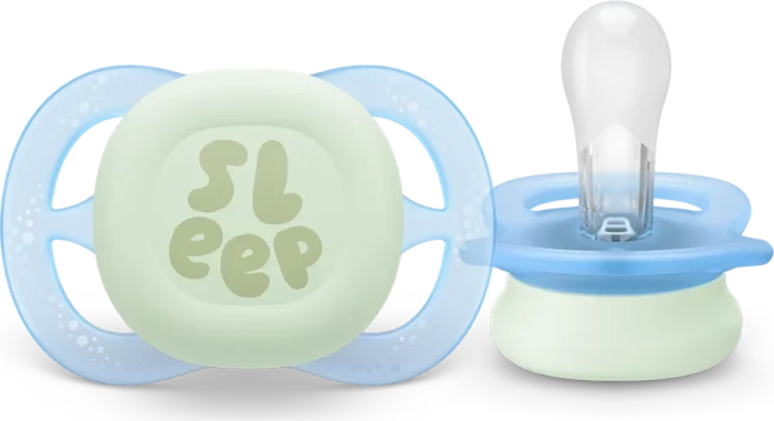 Philips Avent SCF075/18 ultra start Nighttime Beruhigungsschnuller, 0-2M, Silikon, blau/grün, 2 Stück