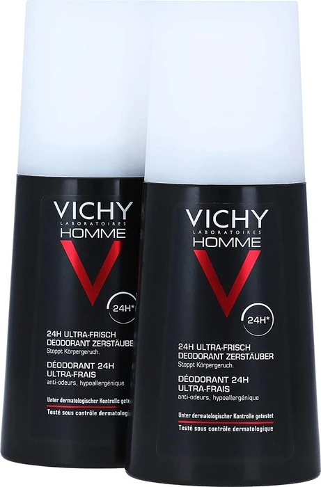 Vichy Homme 24h Ultra-Frisch Deodorant Spray, 200ml (2x 100ml)