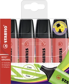 STABILO Boss Original rot, 4er-Pack, Etui