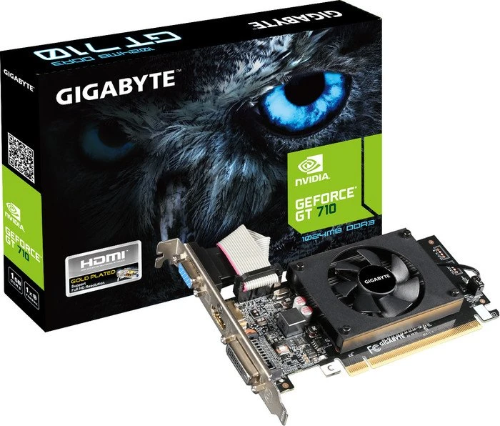 GIGABYTE GeForce GT 710 (Rev. 2.0), 1GB DDR3, VGA, DVI, HDMI