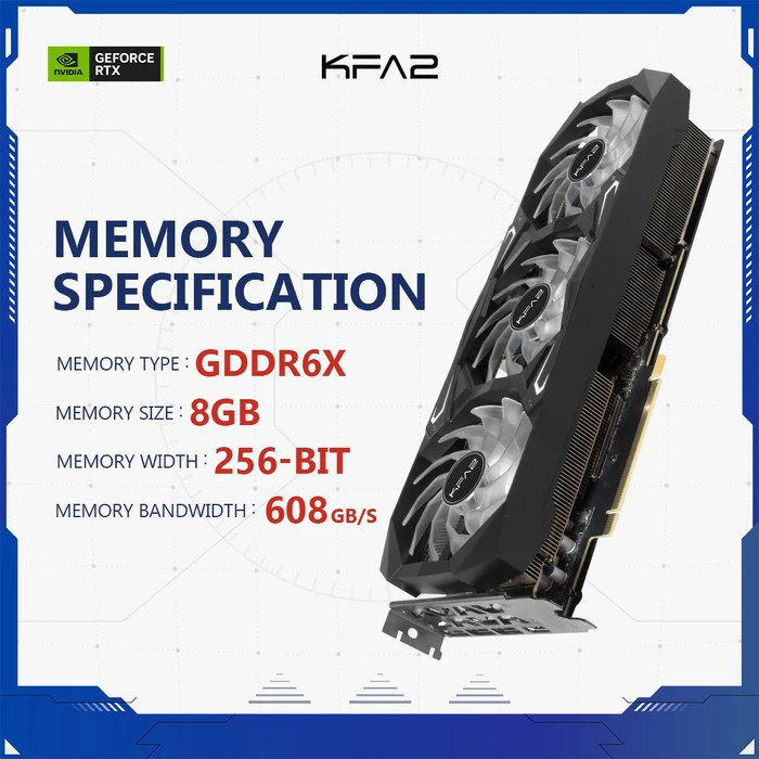 KFA2 GeForce RTX 3060 Ti SG Plus V2 (1-Click OC), 8GB GDDR6X, HDMI, 3x DP