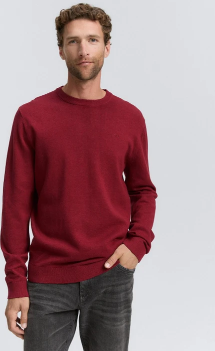 Tom Tailor Basic Baumwolle Strickpullover dark samba red melange (Herren)