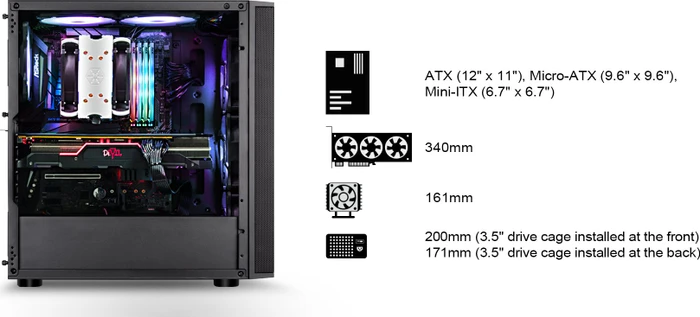 SilverStone Fara R1 V2, schwarz, Glasfenster