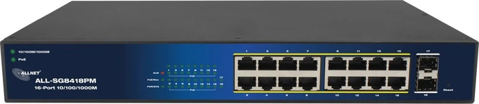 Allnet SG84 Rackmount Gigabit Smart Switch, 16x RJ-45, 2x SFP, 240W PoE+