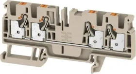 Weidmüller A4C 4 Durchgangs-Reihenklemme, PUSH IN, 4 mm², 800 V, 32 A, dunkelbeige