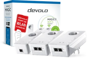 devolo Magic 2 WiFi 6 Multiroom Kit, 2x Powerline/WLAN-Access Point und Powerline-Adapter Set, 3er-Bundle