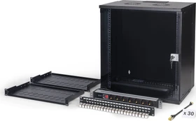 Digitus Professional SoHo Pro Line 19" Wandgehäuse SET 12HE, unmontiert, Sicherheitsglastür, IP20, RAL 9005, 400mm tief