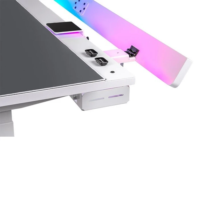 Thermaltake G700 RGB Gaming Desk elektrisch höhenverstellbarer Sitz-Steh-Schreibtisch 160x89cm Snow/weiß