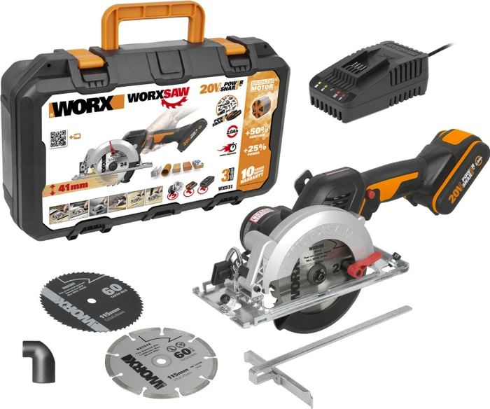 Worx 20V PowerShare Akku-Handkreissäge inkl. Koffer + Akku 2.0Ah