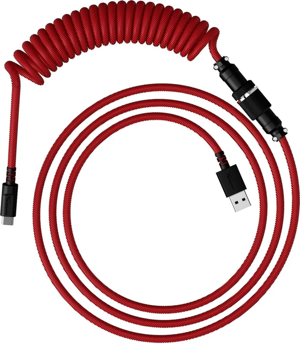 HP HyperX Coiled Cable USB-C auf USB-A, Tastaturkabel (Spiral-Textilkabel), 1.22m, rot/schwarz