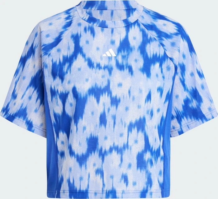 adidas Train Essentials Allover Print Flower Tie-Dye Funktionsshirt kurzarm semi lucid blue (Damen)