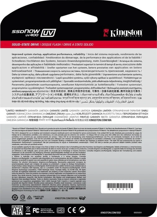 Kingston SSDNow UV400 240GB, 2.5" / SATA 6Gb/s