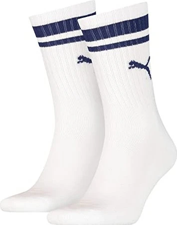 Puma Crew Heritage Stripe Socken weiß/blue, 2 Paare (Damen)