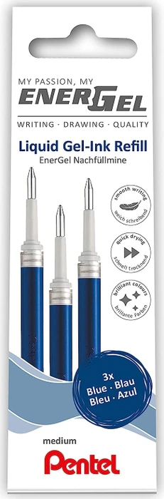 Pentel EnerGel Roller Pen LR7-CX Tintenrollermine 0.35mm (0.7mm Ball) blau, 3er-Pack