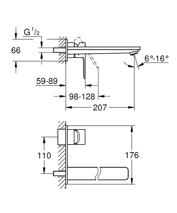Grohe Lineare 2-Loch-Waschbeckenarmatur chrom