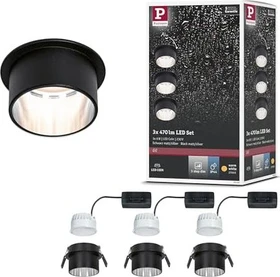 Paulmann LED Gil Coin klar rund 6W Einbauleuchte schwarz/eisen, 3 Stück