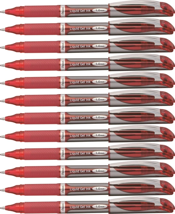 Pentel EnerGel BL110 1.0mm/0.5mm Gelroller rot/silber, 12er-Pack