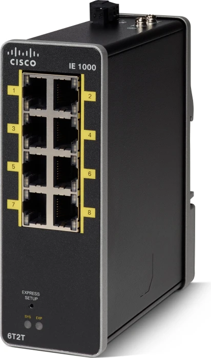 Cisco IE 1000 Industrial Railmount Smart Switch, 8x RJ-45